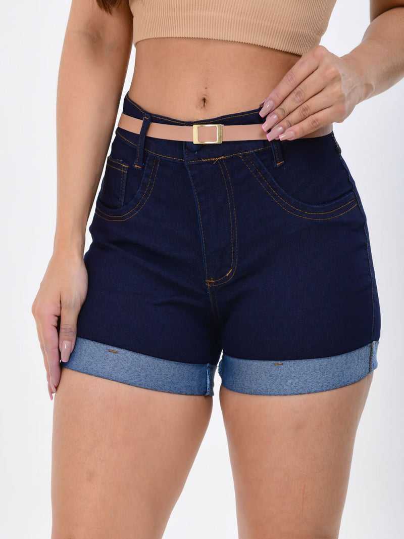 Short Jeans: com lycra e cinto